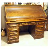 Oak Creek By Riverside Roll Top Desk, 48"H x 55"W x 30"D