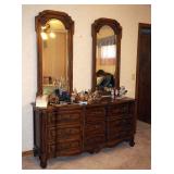 Century Furniture Co 8 Drawer Double Mirror Dresser 82"H x 64"W x 19"D, Contents Not Included