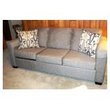 Upholstered 81" Couch With Matching Throw Pillows