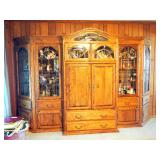 Parker House Fine Furniture Lighted Entertainment Center With Leaded Glass Doors, Corner Storage, Fo