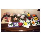 Autumn Sunset 4" Bisque Rose, Porcelain Petals Chrysanthemum, PP Sunflower, PP Tea Rose, Franklin Mi