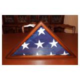 Folded, Framed Memorial American Flag, Frame Measures 13"H x 25.75"W x 3"D