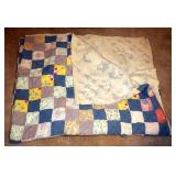 Antique Patchwork Quilt, Hand Quilted 64" x 80", Age Appropriate Wear