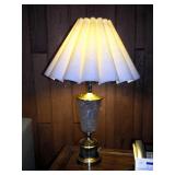 Cut Glass And Brass Table Lamp 35"