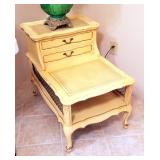 French Revival Telephone Table With Embossed Leather Tops 24.5"H x 20"W x 30"D