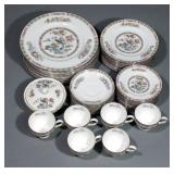 Wedgwood Bone China Kutani Crane Dinnerware Set, Includes 12 Dinner Plates, 12 Salad Plates, 8 Bread