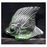 Lalique Light Green Crystal Fish Figurine, Signed, 2" x 2"