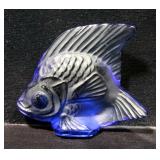 Lalique Purple Crystal Fish Figurine, Signed, 2" x 2"
