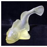 Baccarat Crystal Koi Carp Frosted Yellow Glass Fish Figurine / Paperweight, 5"