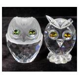 Swarovski Crystal Owls, Qty 4, #7636 Large and Medium Owls, #7654 Small Owl, and Unknown # Small Owl