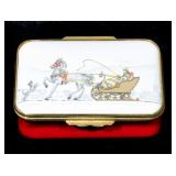 Halcyon Days Enamels One Horse Open Sleigh Christmas Trinket / Pill Box by Tiffany & Co