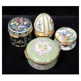 Halcyon Days Enamels Bird Themed Trinket / Pill Boxes, Qty 4, Includes Easter 1984 Egg Box