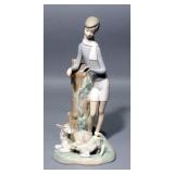 Lladro Porcelain Boy Reading to Lambs Figurine, with Box, but Not Original Box