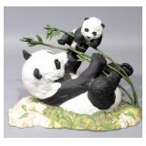 Basset Hound Bobble Head Ceramic Doorstop,11" and Franklin Mint "Pride and Joy" Panda Sculpture, 10"