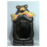Black Bear holding Fish Mirror, 12"W x 26"H
