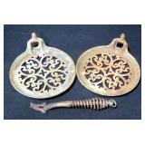 Ornate Stove Burner Covers/Trivets, Qty 2, and Stove Plate Handle