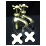 Porcelain Faucet Knobs and Plated Brass Faucets with Porcelain Knobs