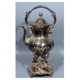 Sheridan Silver Plate Ornate Tilting Teapot with Warming Stand, Sheridan EP Brass Silver Plate Foote