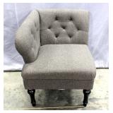 Upholstered Corner Chair with Decorative Rivets and Wood Feet, 24" W x 30"H x 28"D