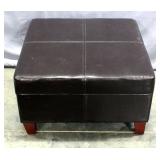 Leather Style Padded Storage Ottoman with Hinged Top, 28" x 16" x 28"