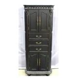 Lingerie Chest with 3 Drawers and 2 Cabinets, Rounded Edges, Decorative Appliques, 25"W x 68"H x 13"