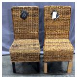 Safavieh Furniture Wicker Side Chairs, Qty 2, 18.5"W x 40.25"H x 23.25"D
