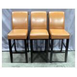 Leather Style Padded Bar Stools, Qty 3, 31" to Seat, 46" Overall Height