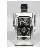 Rocket USA R-1 Bare Metal Tin Robot, with Box, Works