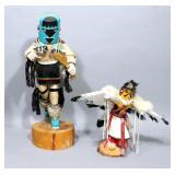 Hopi Kachina Dolla, Qty 2 "Crow Mother" by J Creek, 22"H, and "Eagle Dancer" by Spencer, 12"T
