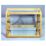 2-Shelf Display Cabinet, Mirrored Bottom, Sliding Glass Back, Wood Frame, 24"W x 16"H x 14"D