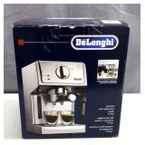 DeLonghi Espresso And Cappuccino Maker, 15 Bar, Milk Frother, Cup Warmer Shelf, Holds Multiple Size 