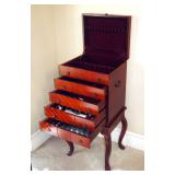 Solid Wood Felt Lined Silverware Hutch 35" x 15" x 13"
