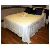Full Size Bed 42" x 83" x 60" With Upholstered Headboard, Mattress, Box Spring, Hollywood Frame, Pil