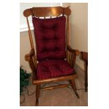 High Back Wood Rocking Chair 41" x 22" x 30" And Side Table