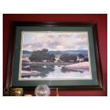 Large Framed Landscape Print, 42" x 53" Including Table Lamp, Ceramic Bowls And More