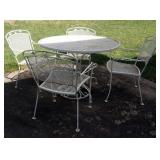 Metal Patio Table, 30" x 42" And Matching Chairs Qty. 4