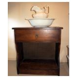 Solid Wood Table With Ceramic Basin And Pitcher