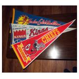 Sports Pennants; Harlem Globetrotters, KC Kings Signed By Team, KC Chiefs Signed By Derron Cherry, F