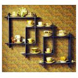Wicker Hamper And Towel Cabinet 67" x 21" x 12", Framed Wall Art, Tea Cup Collection, Bath Scales An