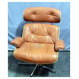 Mid-Century Modern Eames Style Bent Plywood Adjustable Swivel Lounge Chair, 33"W x 37.5"H