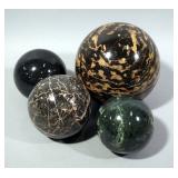 Assorted Granite Spheres, Qty 4, Sizes Range Approximately 3" - 6"