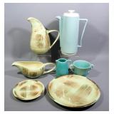 Raffia Plate, Saucer, Gravy Boat And Pitcher, Blue Franciscan Creamer And More