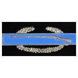 Sterling Silver and Blue Enamel WWII Combat Infantryman Badge CIB w/ Oak Leaf Wreath, 3", Highly Pri
