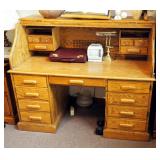 Solid Oak Roll Top Desk 50" x 60" x 31" 