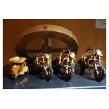 Hand Made Wood Motorcycles Qty. 3, Golf Cart Trike And Wood Wheel