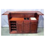 Home Bar With Ice Basin, Garnish Wells, Three Doors, One Drawer And 12 Bottle Rack, 77.5"W x 41"H x 