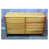 Mid-Century Blonde 6-Drawer Dresser, 53"W x 32"H x 17.5"D