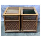Magnavox Solid State Radio And Turntable End Tables, One With Record Storage, Qty 2, 19"W x 23"H x 3