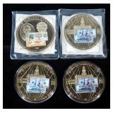 American Mint Gold Plated Commemorative Coins: Benjamin Franklin 100 Banknote Qty 3 And Lincoln $500