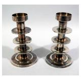 Art Deco Silverplate Candlestick Pair, Made In England, 5"H